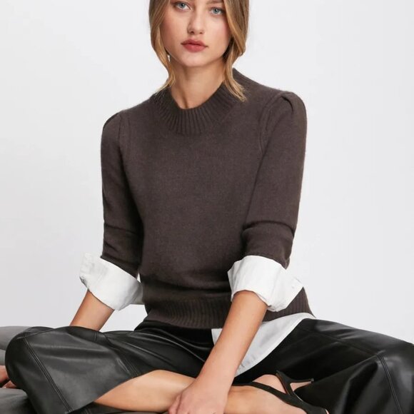Brochu Walker Eton Layered Crew Looker, Brown & White, S - Picture 1 of 7